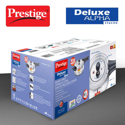 Prestige Svachh, 20268, 4 L, Alpha Junior Handi, With Deep Lid For Spillage Control, Stainless Steel, Silver, Outer Lid