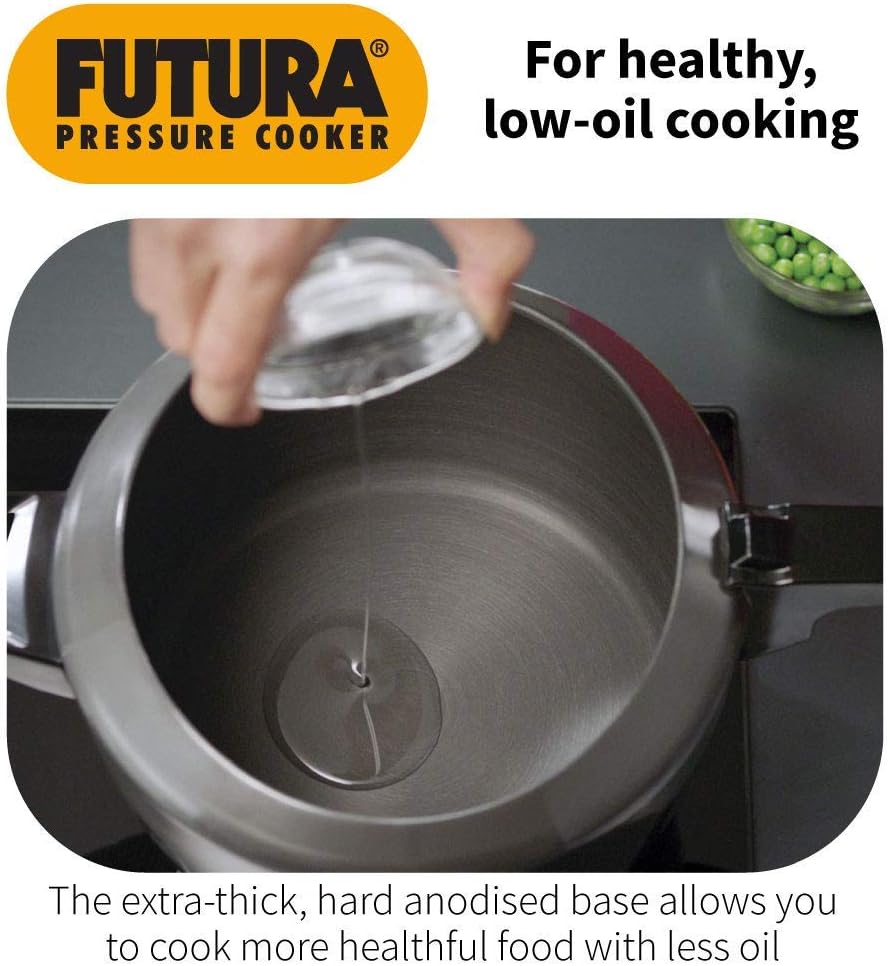 Futura  Hard Anodized Induction Compatible Pressure Cooker, Small, Black 3L / 4L / 5L
