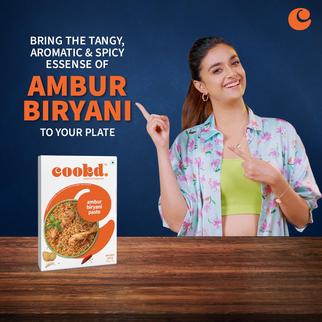 Cookd Ambur Biryani Paste 255g (Serves 3 People) | Ready to Cook Authentic Paste & Seasoning Oil | Zero Added Preservatives & Flavours | Enjoy with Chicken Biryani (Pack of 1)