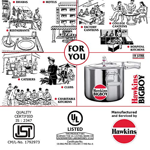 Hawkins Bigboy Aluminum Pressure Cooker, 22 Litres