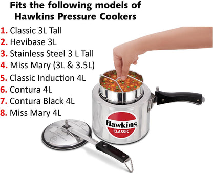 Hawkins Two-Dish Stainless Steel Set, Cooker Separator, Pressure Cooker Pots, Silver (SDS3)