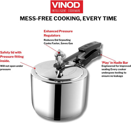 VINOD Inner Lid Stainless Steel Pressure Cooker 2L , 3L & 5L