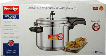 Prestige 5.5L Alpha Deluxe Induction Base Stainless Steel Pressure Cooker, 5.5-Liter