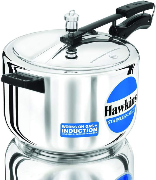 Hawkins Stainless Steel Induction Compatible Pressure Cooker, 6 Litre Capacity, Silver