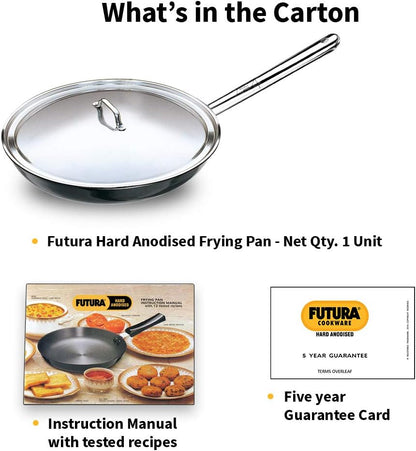 Hawkins Futura Hard Anodised Aluminium Frying Pan with Stainless Steel Lid, 30 cm Diameter