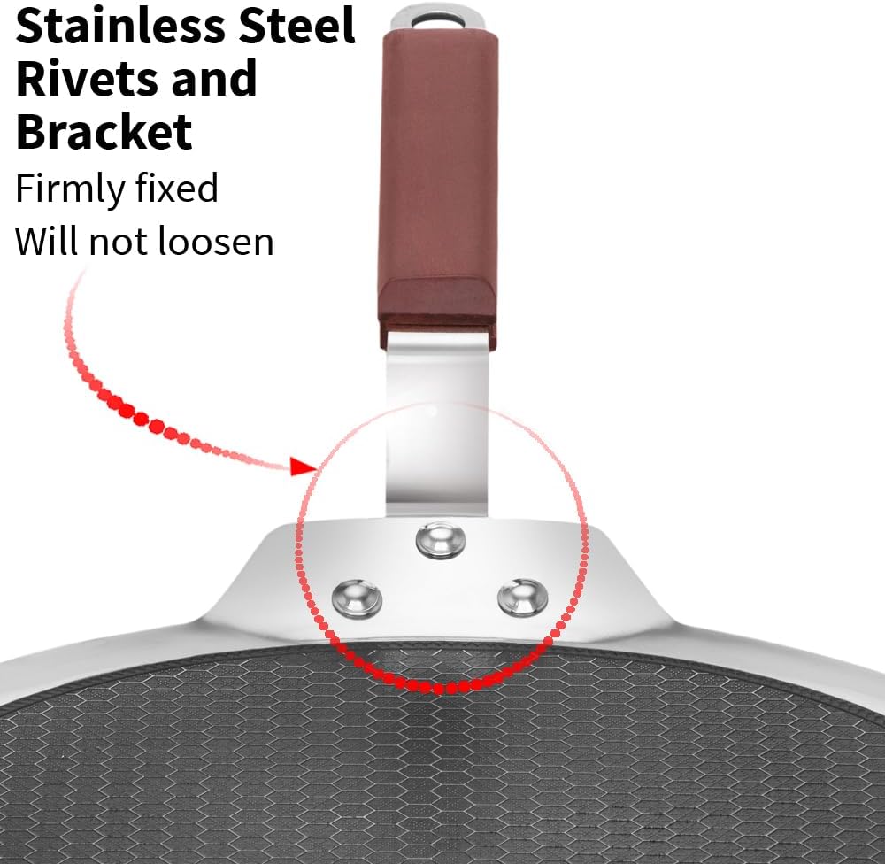 Hawkins Paratha Tawa, Triply Stainless Steel Shielded Nonstick Tawa with Rosewood Handle, Honeycomb Non Stick Induction Tawa, Silver 24 cm / 26 cm (NSPT24) (NSPT26)