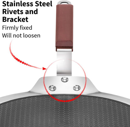 Hawkins Paratha Tawa, Triply Stainless Steel Shielded Nonstick Tawa with Rosewood Handle, Honeycomb Non Stick Induction Tawa, Silver 24 cm / 26 cm (NSPT24) (NSPT26)