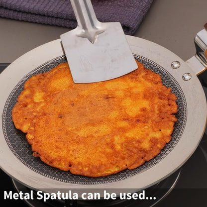 Hawkins Paratha Tawa, Triply Stainless Steel Shielded Nonstick Tawa with Rosewood Handle, Honeycomb Non Stick Induction Tawa, Silver 24 cm / 26 cm (NSPT24) (NSPT26)