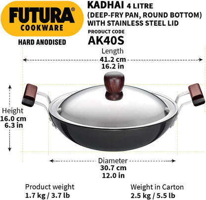 Hawkins Futura Hard Anodised Deep Fry Pan, 30 cm Diameter