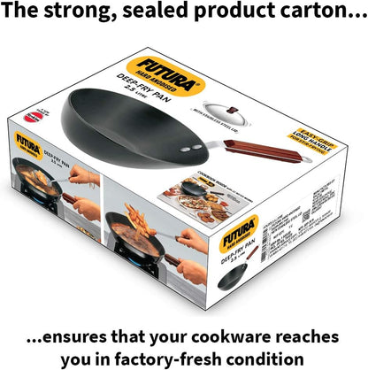 Hawkins Futura Hard Anodised Aluminium Deep Fry Pan with Lid, 2.5 Litre Capacity ADL25S