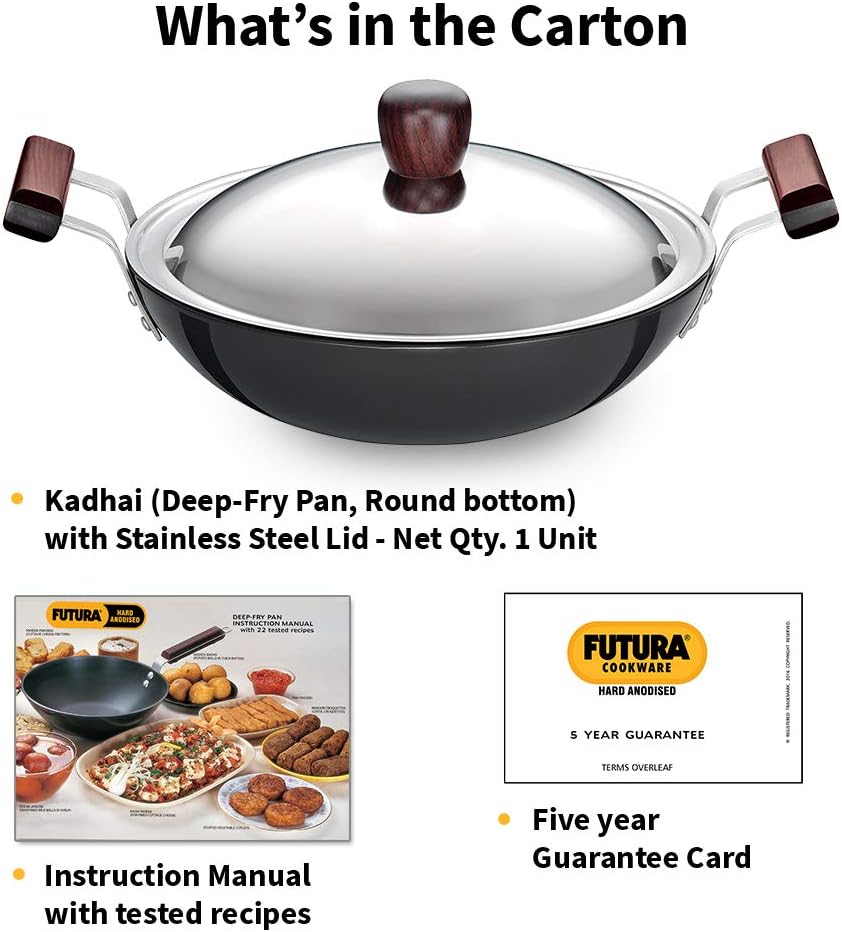 Hawkins Futura Hard Anodised Deep Fry Pan, 30 cm Diameter