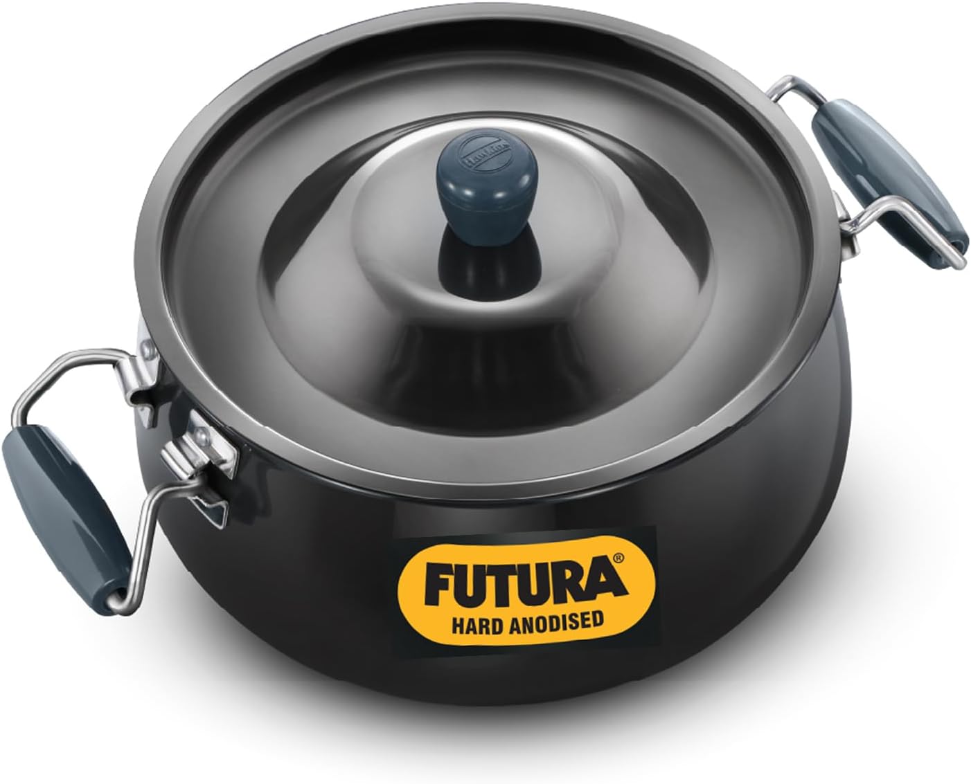 Hawkins Futura 8 Litre BigBoy Biryani Handi, Hard Anodised Pot with Hard Anodised Lid, Sauce Pan for Cooking and Serving Biriyani, Black (ABH8)