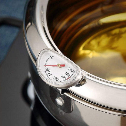 Japanese Style Tempura Deep Fryer Pot Practical Frying Pan with Drainage Lid - 20cm
