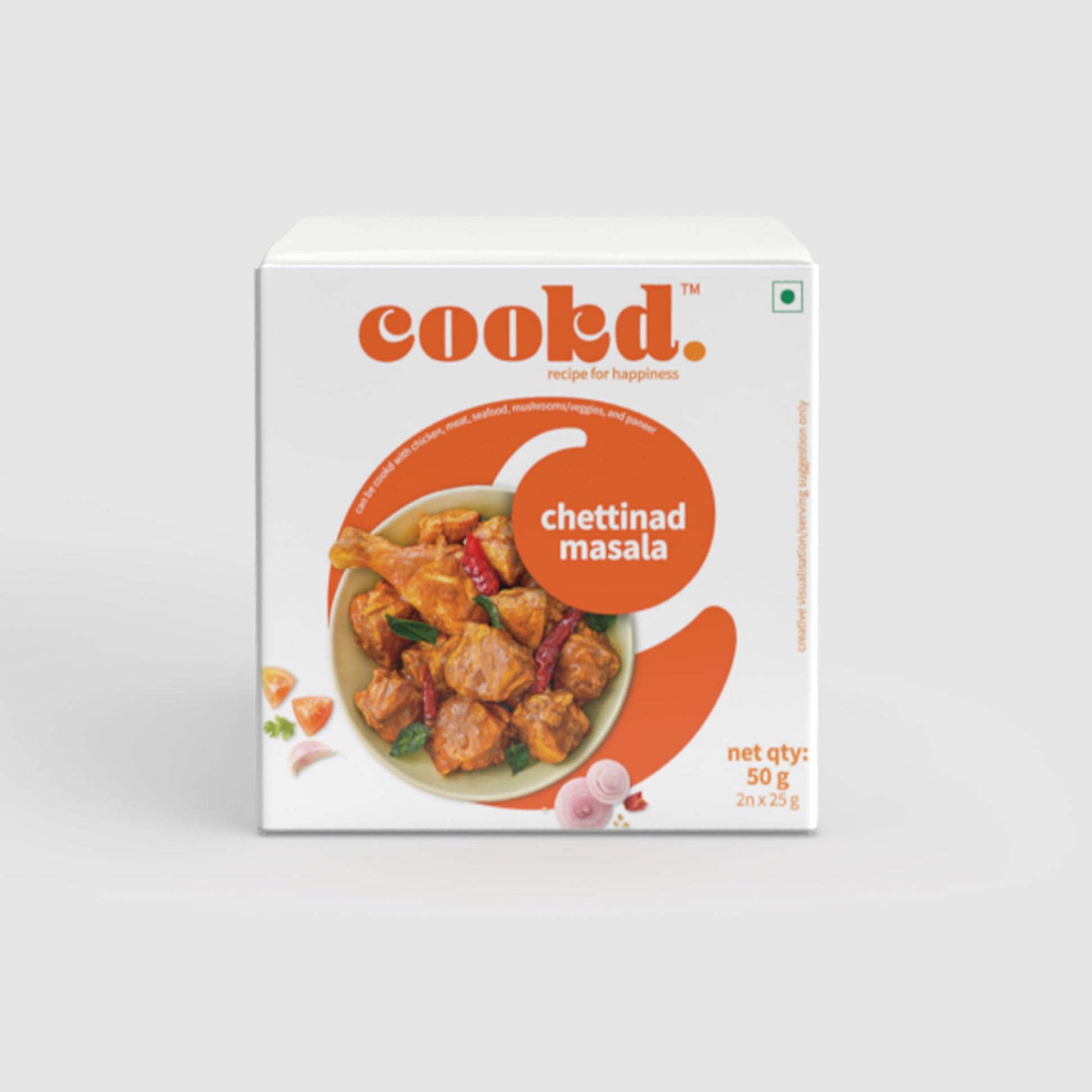 Cookd Chettinad Masala 50g (Pack of 3) | Ready To Cook in 15 Minutes | Can be cooked with Paneer, Vegetables, Chicken, Fish & Meat | No Added Flavours, Preservatives & Artificial Colors
