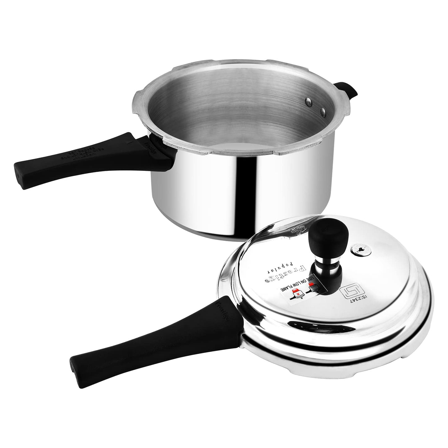 Prestige 7.5 Litres Popular Outer Lid Aluminium Pressure Cooker |Metallic Safety Plug | Gasket Release System | Silver