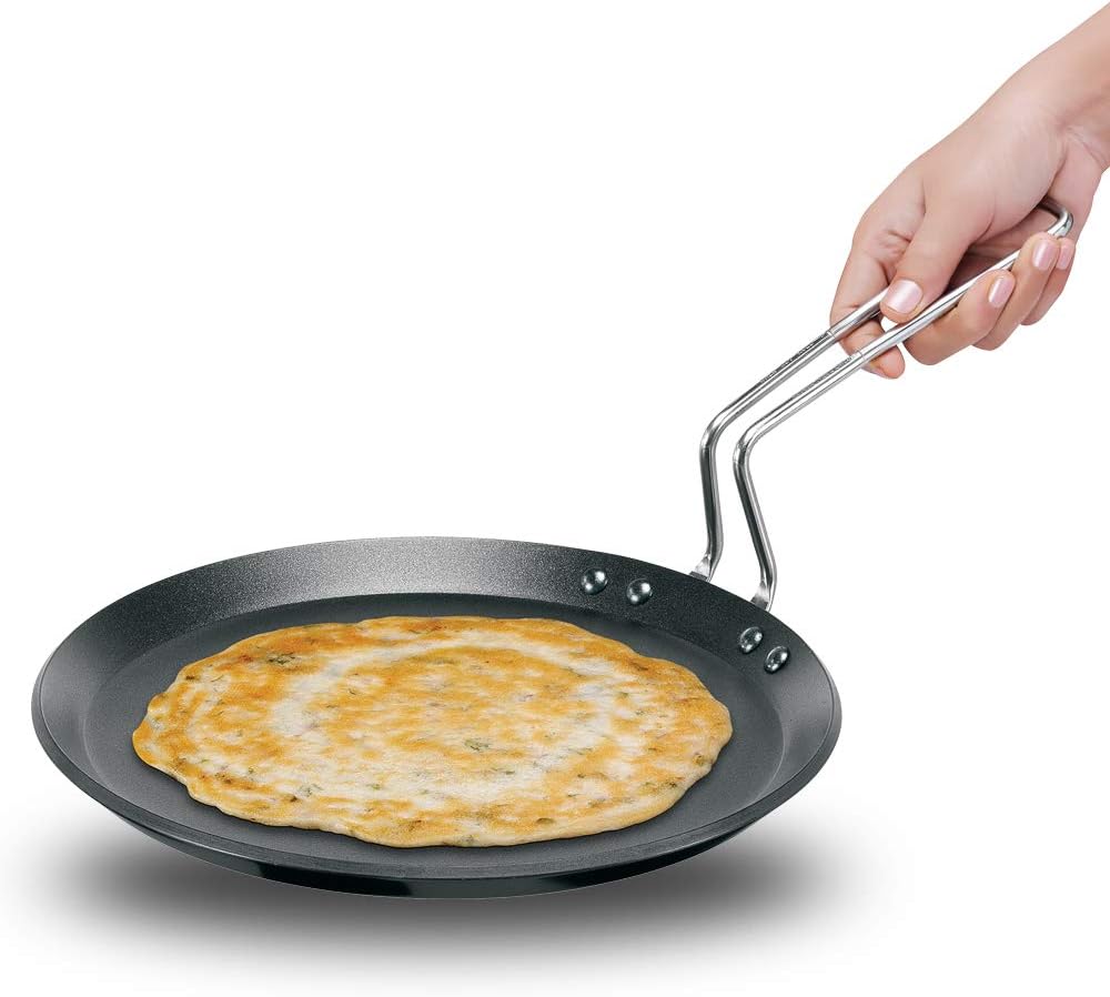 Hawkins FUTURA IQ45 Non-Stick Induction Compatible Flat Tava Griddle, 10-inch Black