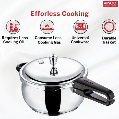 Vinod Splendid Plus Stainless Steel Outer Lid Pressure Cooker 3.5 Litre | Handi Cooker with SAS Bottom & Extra Glass Lid | Induction & Gas Compatible | ISI & CE Certified