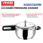 Vinod Splendid Plus Stainless Steel Outer Lid Pressure Cooker 3.5 Litre | Handi Cooker with SAS Bottom & Extra Glass Lid | Induction & Gas Compatible | ISI & CE Certified