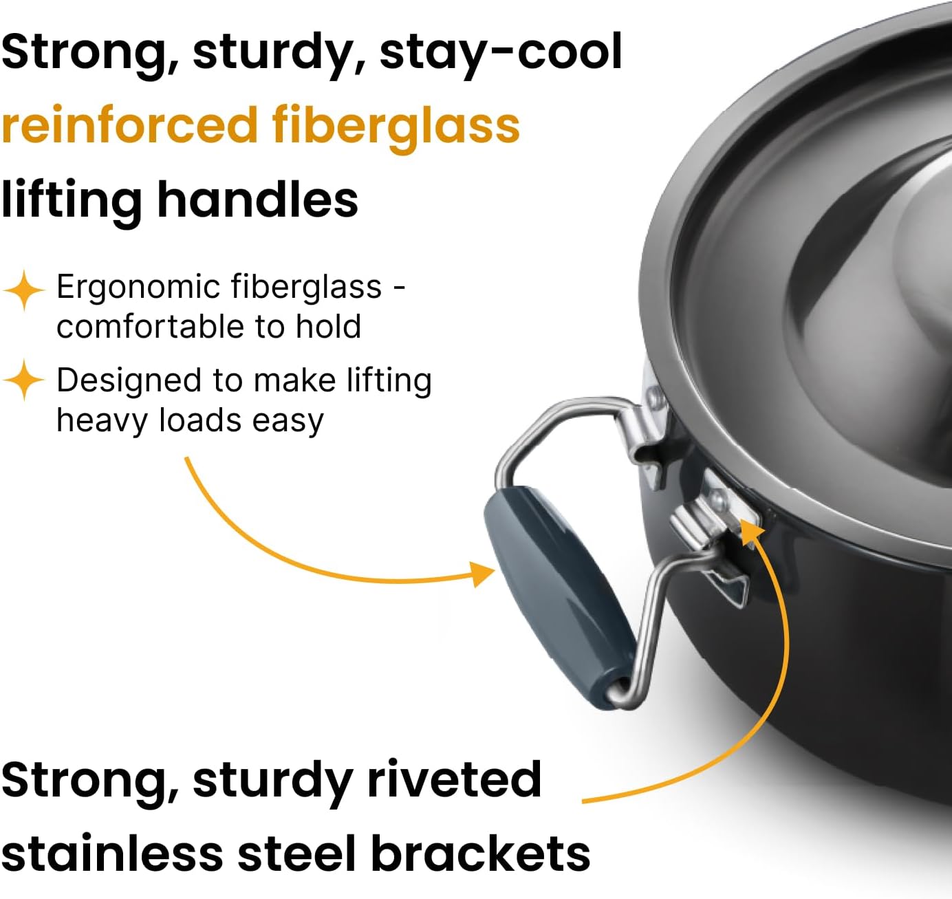 Hawkins Futura 8 Litre BigBoy Biryani Handi, Hard Anodised Pot with Hard Anodised Lid, Sauce Pan for Cooking and Serving Biriyani, Black (ABH8)