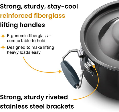 Hawkins Futura 8 Litre BigBoy Biryani Handi, Hard Anodised Pot with Hard Anodised Lid, Sauce Pan for Cooking and Serving Biriyani, Black (ABH8)