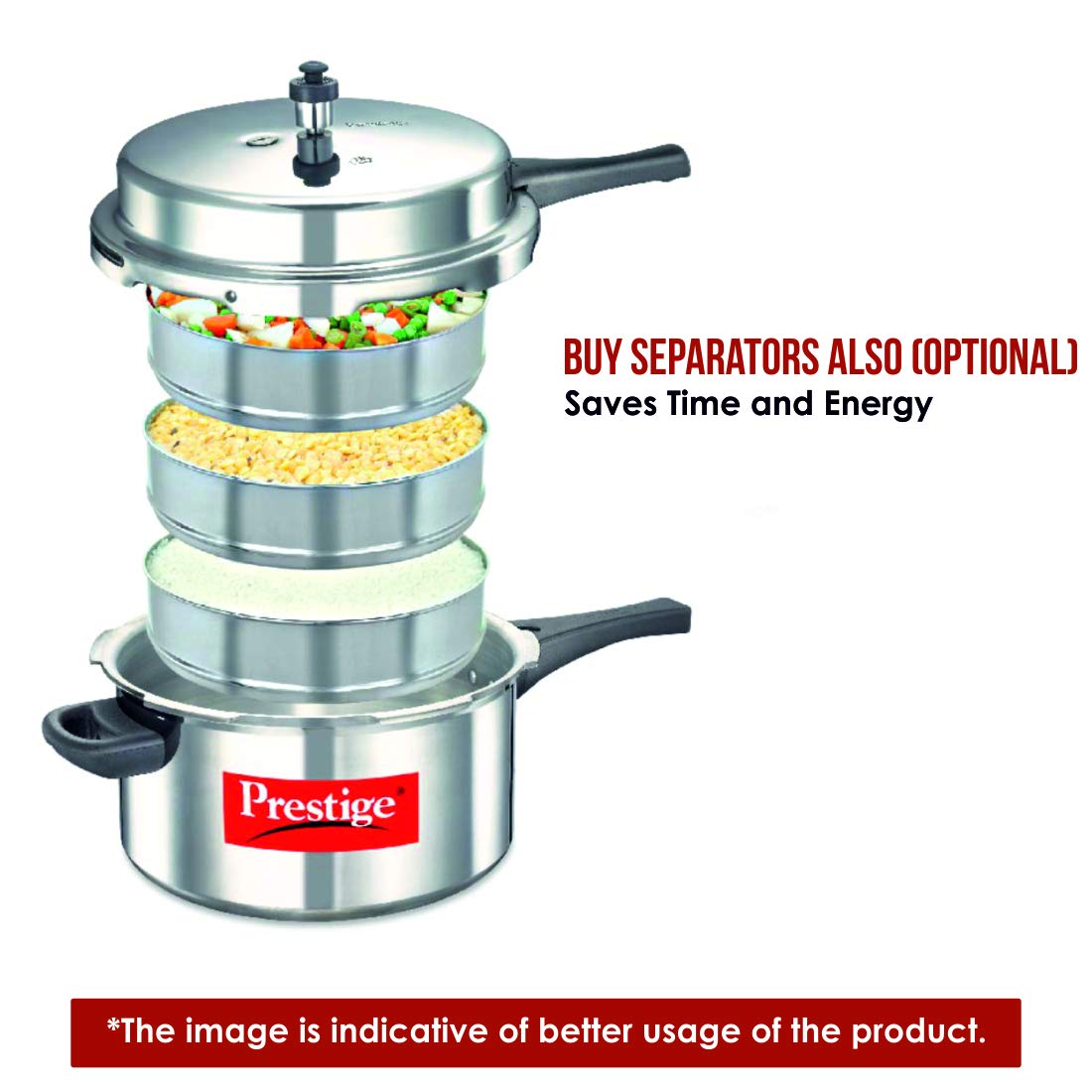 Prestige 7.5 Litres Popular Outer Lid Aluminium Pressure Cooker |Metallic Safety Plug | Gasket Release System | Silver