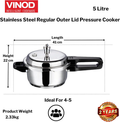 Vinod Stainless Steel Pressure Cooker 3L,5L,7L,8L,10L
