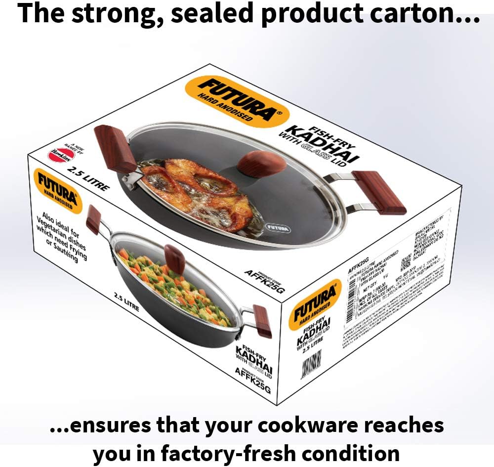 Hawkins Futura Deep-Fry Pan with Glass Lid, 2.5 Litre Capacity