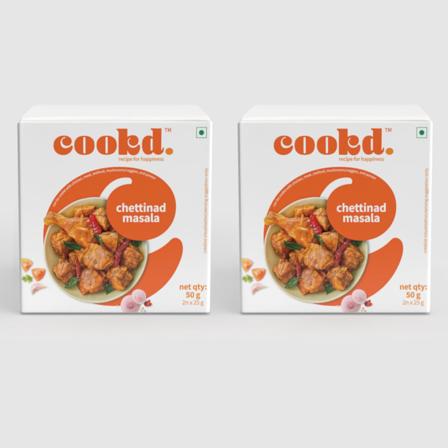 Cookd Chettinad Masala 50g (Pack of 3) | Ready To Cook in 15 Minutes | Can be cooked with Paneer, Vegetables, Chicken, Fish & Meat | No Added Flavours, Preservatives & Artificial Colors
