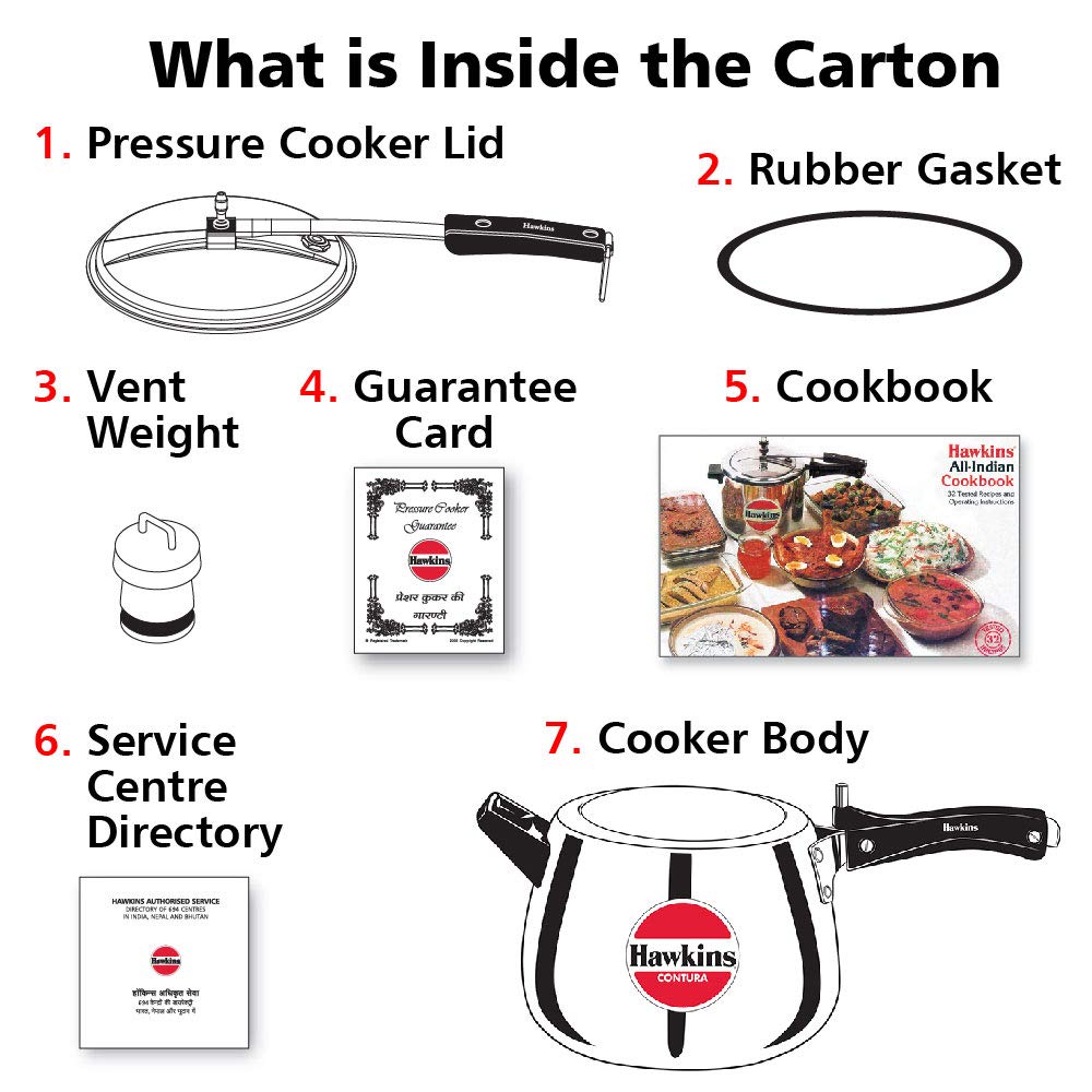 Hawkins Contura Aluminium Inner Lid Pressure Cooker, 6.5 Litre, Silver (HC65)