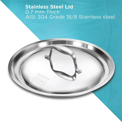 Hawkins Pro 26 cm Frying Pan, Triply Stainless Steel Fry Pan with Stainless Steel Handle and Stainless Steel Lid, Silver (PSF26S)