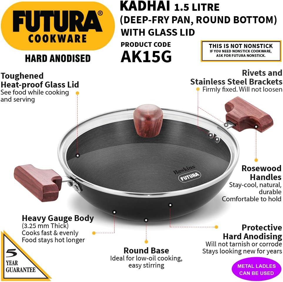 Futura INK50G Kadai, 5 Litre, Black