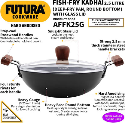 Hawkins Futura Deep-Fry Pan with Glass Lid, 2.5 Litre Capacity