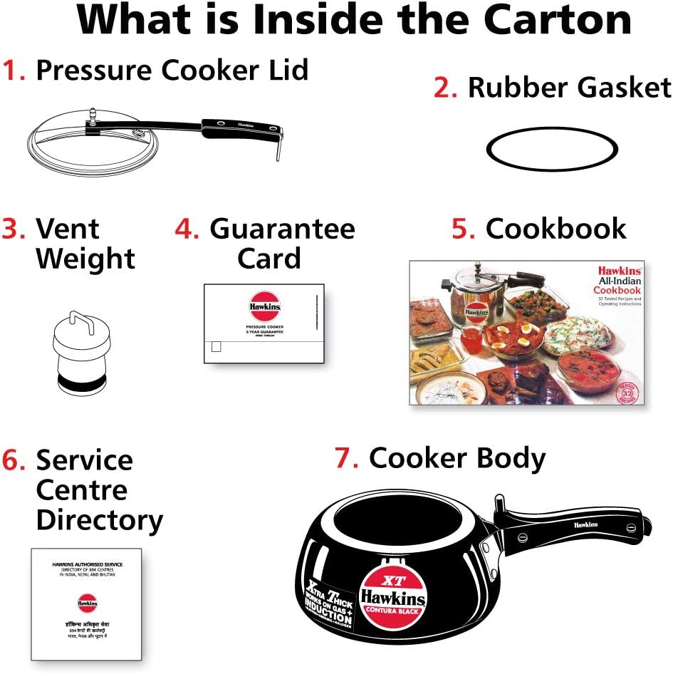 Hawkins Contura XT Pressure Cooker, 2 Liter Capacity, Black