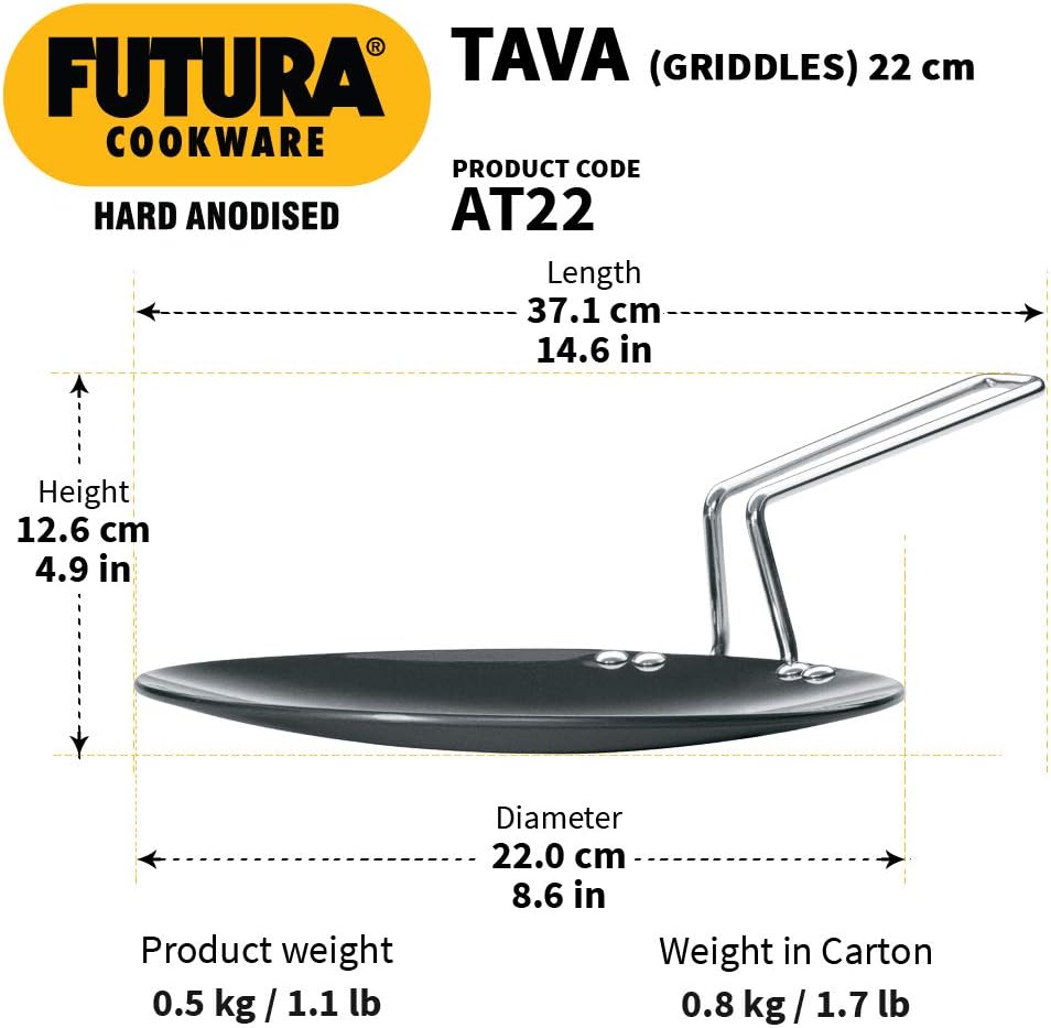 Hawkins Futura Hard Anodised Tawa, 22cm