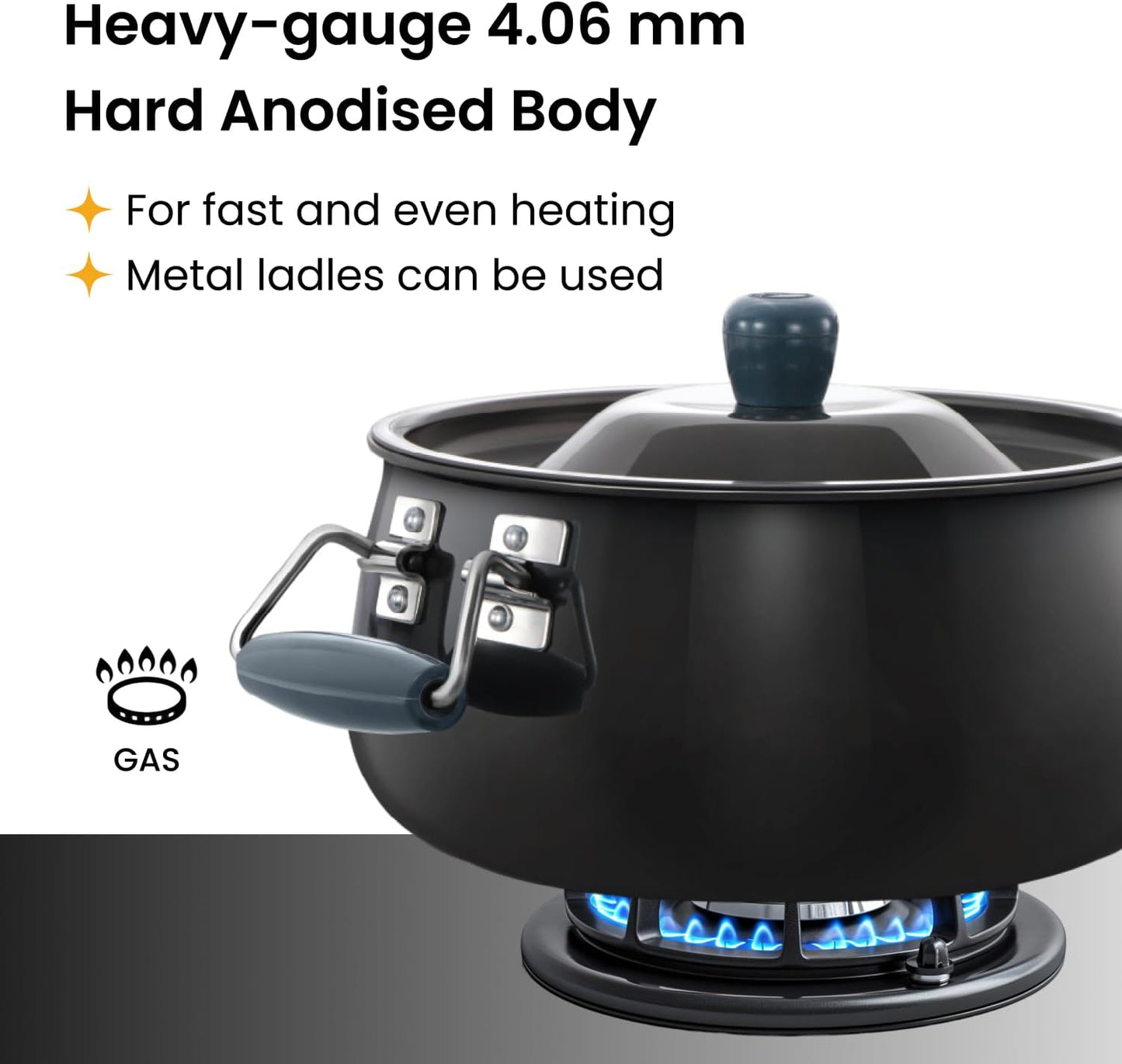 Hawkins Futura 8 Litre BigBoy Biryani Handi, Hard Anodised Pot with Hard Anodised Lid, Sauce Pan for Cooking and Serving Biriyani, Black (ABH8)