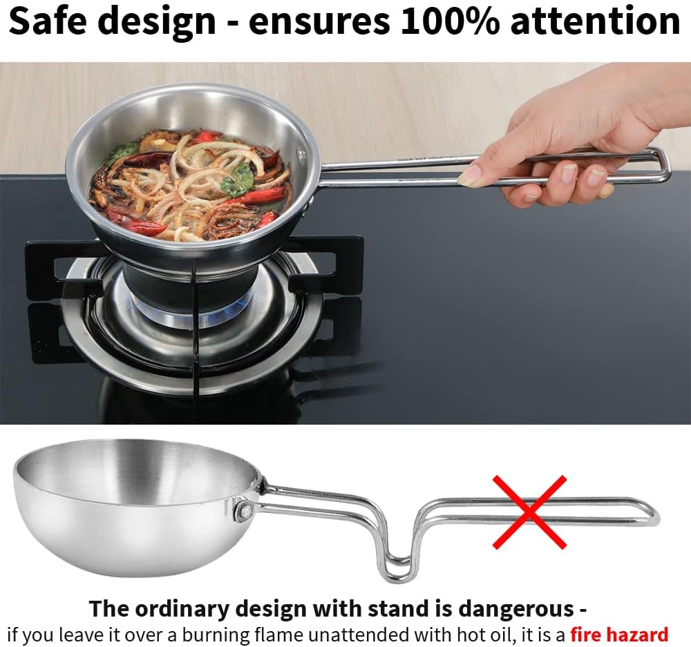 Hawkins Tadka Pan, Triply Stainless Steel Pan, Induction Pan, Silver 1.5 Cup , 2.5 Cup STP15 STP25