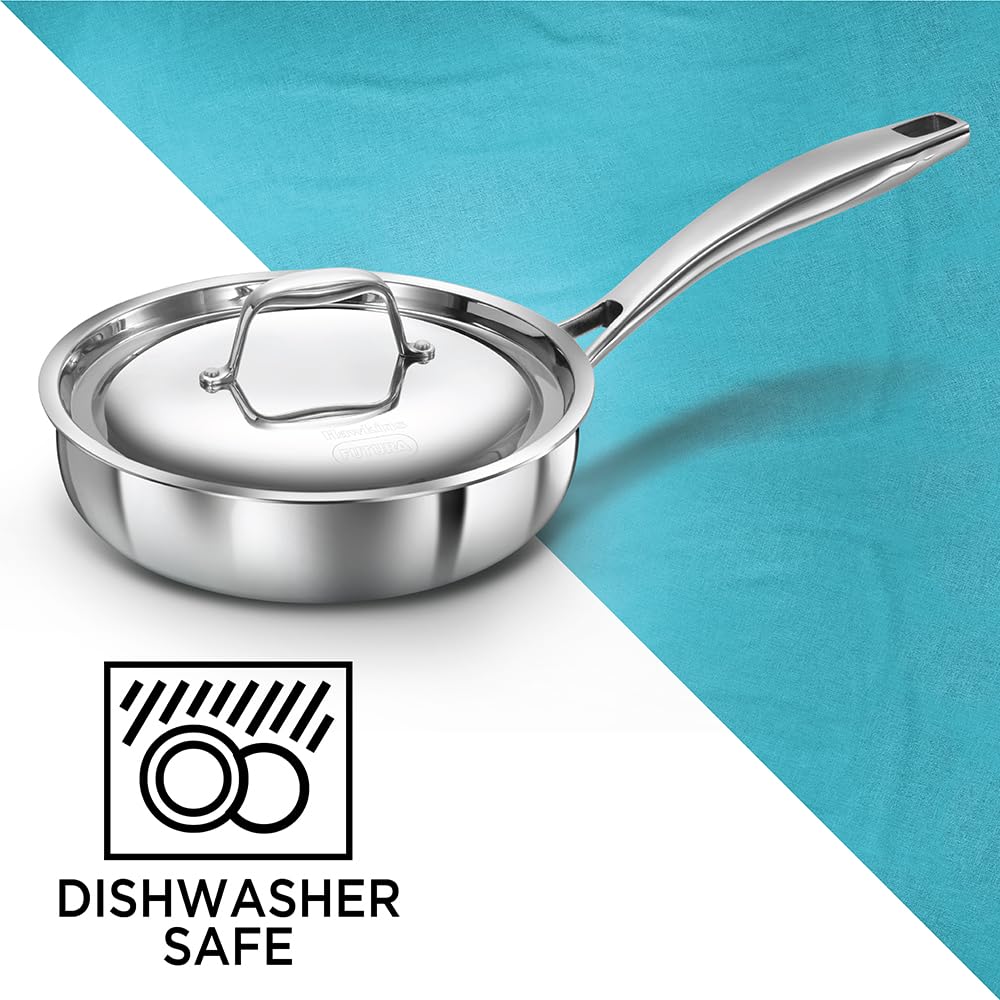 Hawkins Pro 26 cm Frying Pan, Triply Stainless Steel Fry Pan with Stainless Steel Handle and Stainless Steel Lid, Silver (PSF26S)