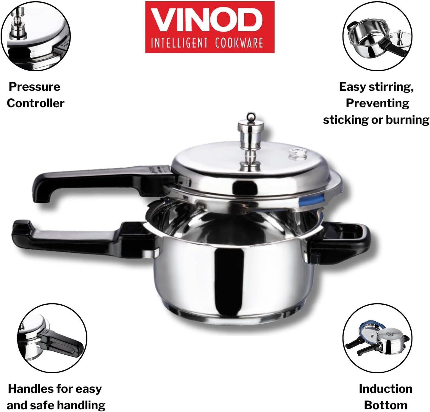 Vinod Stainless Steel Pressure Cooker 3L,5L,7L,8L,10L