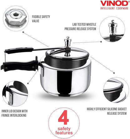 VINOD Inner Lid Stainless Steel Pressure Cooker 2L , 3L & 5L