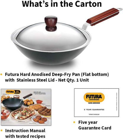 Hawkins Futura Hard Anodised Aluminium Deep Fry Pan with Lid, 2.5 Litre Capacity ADL25S