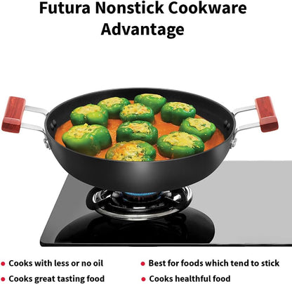 Hawkins FUTURA 3 Litre Nonstick Cook-n-Serve Frying Pan with Glass Lid, Diameter 28 cm, Black (NCF28G)