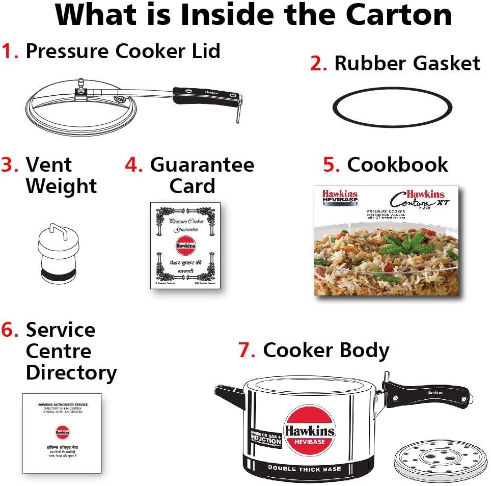 Hawkins Hevibase Induction Compatible Pressure Cooker, 5 Litre, Silver (IH50)