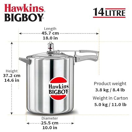 Hawkins Bigboy Pressure Cooker, 14 Litre Capacity