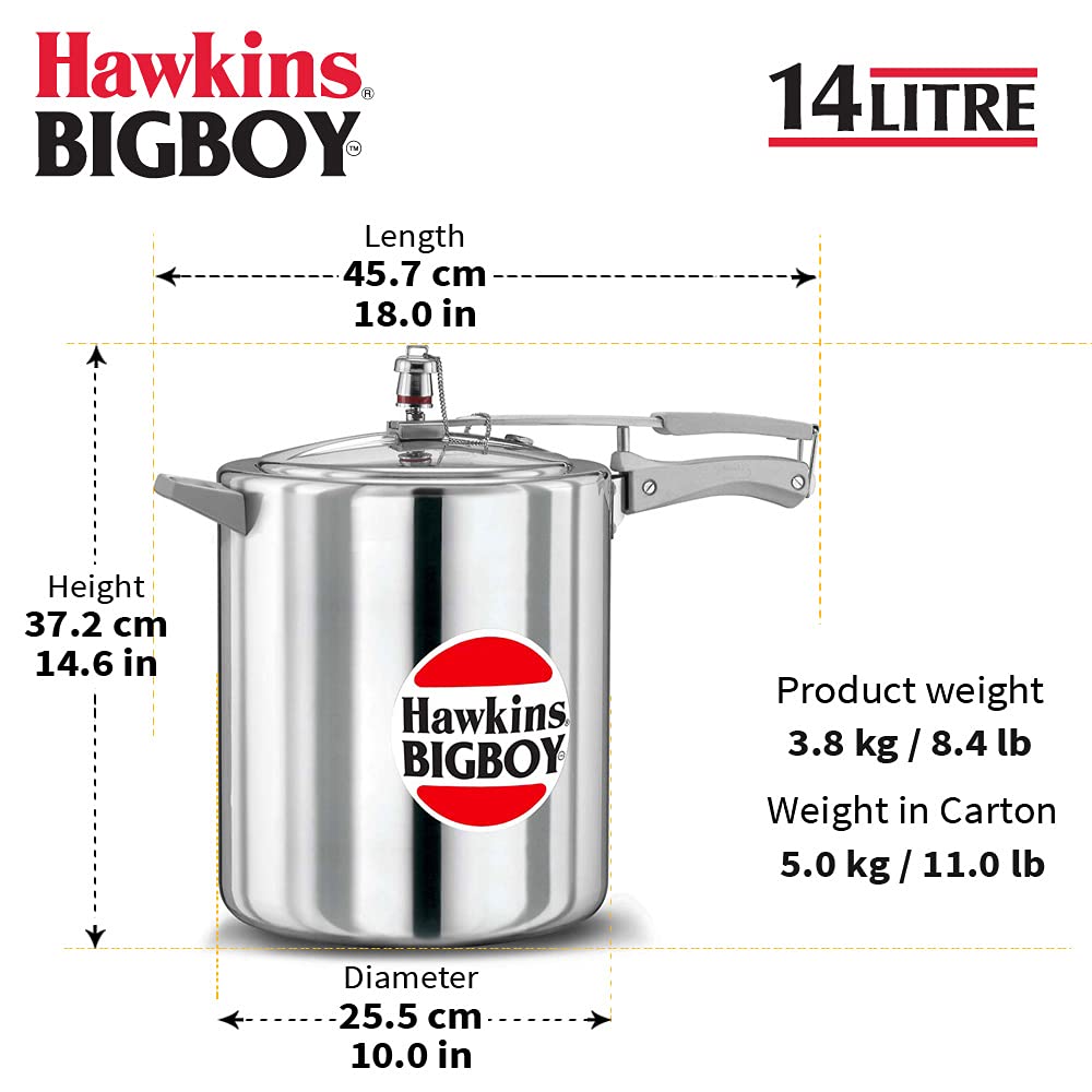 Hawkins Bigboy Aluminum Pressure Cooker, 22 Litres