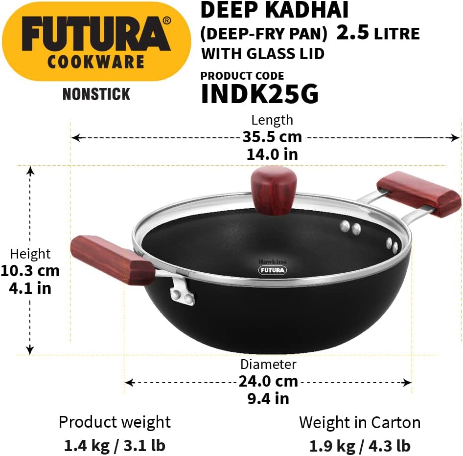 Futura INK50G Kadai, 5 Litre, Black