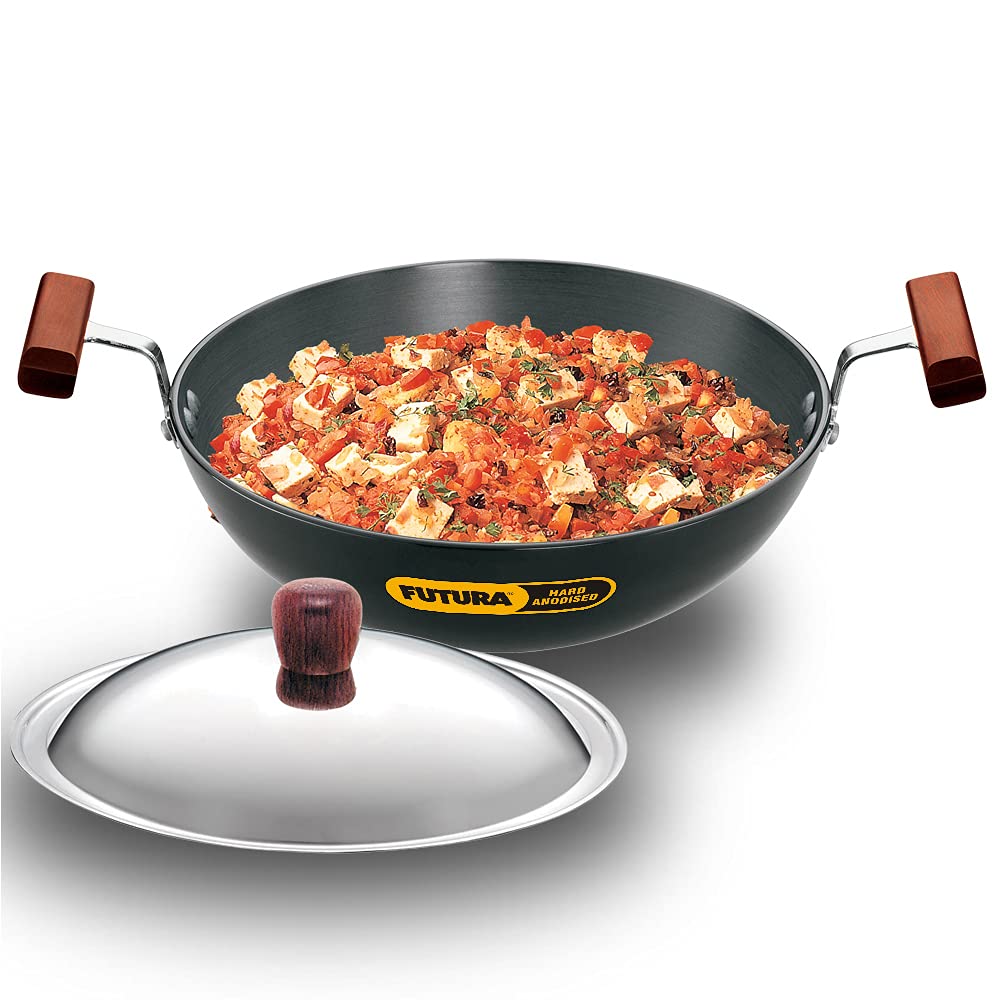 Hawkins Futura Hard Anodised Deep Fry Pan with Glass Lid, 2 Litre Capacity