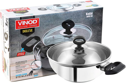 Vinod Stainless Steel Deluxe Kadhai, 26 cm