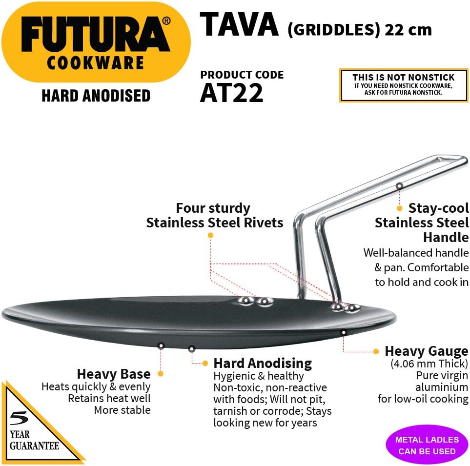 Hawkins Futura Hard Anodised Tawa, 22cm