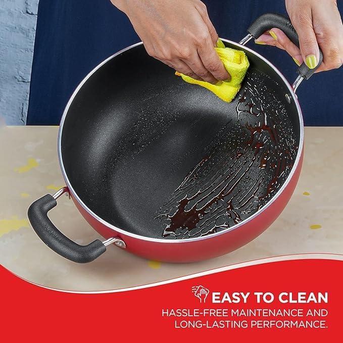 Vinod Non Stick Deep Kadai Induction with Glass Lid 5.5ltrs 28cm