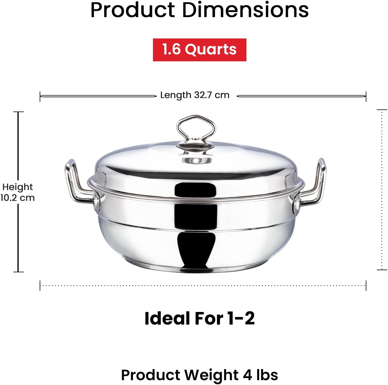 Vinod  Stainless Steel Idli (2 plates), Dhokla (2 plates) and Patra ( 1 plate) Multi Kadahi 26cm - Gas & Induction base